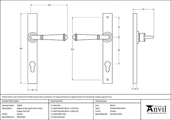 Regency Slimline Lever Espag. Lock Set