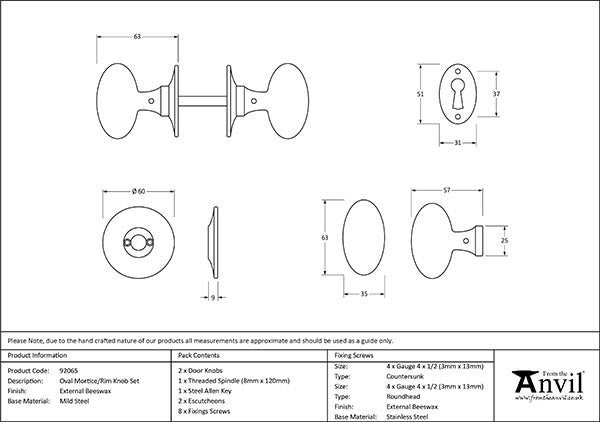 Oval Mortice/Rim Knob Set