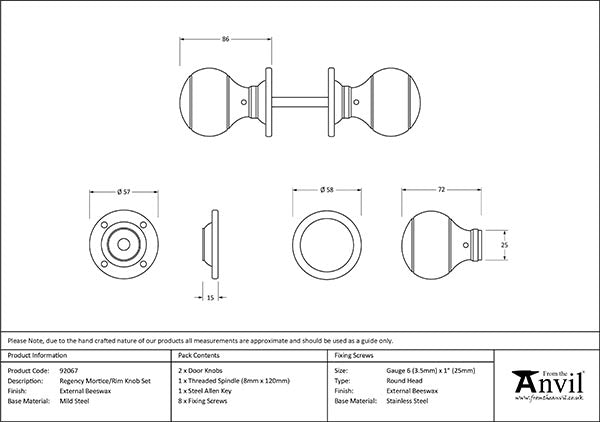 Regency Mortice/Rim Knob Set