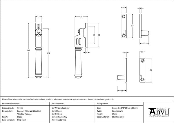 Night-Vent Locking Regency Fastener