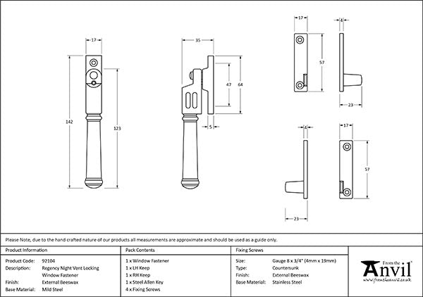 Night-Vent Locking Regency Fastener