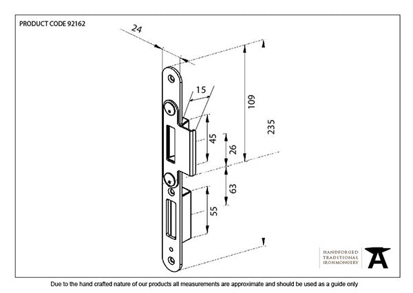 44mm Left-Handed BZP Winkhaus Centre Latch Keep