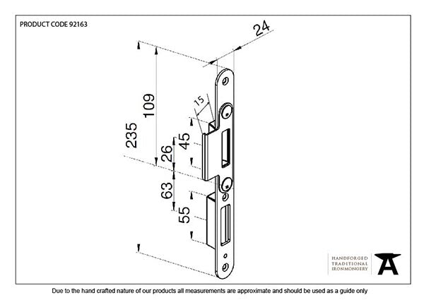 44mm Right-Handed BZP Winkhaus Centre Latch Keep