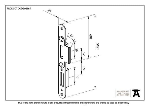 56mm Left-Handed BZP Winkhaus Centre Latch Keep