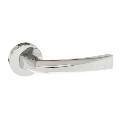 Forme Crystal Lever Door Handle on Minimal Round Rose