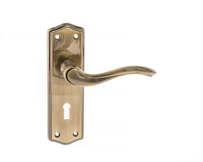 Old English Warwick Key Lever Door Handle on Backplate