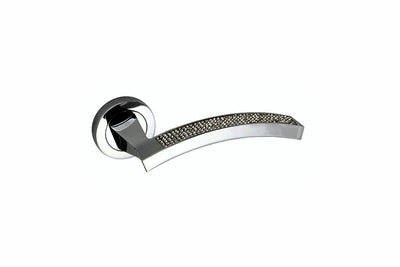 Senza Pari Crystal Lever Door Handle on Round Rose