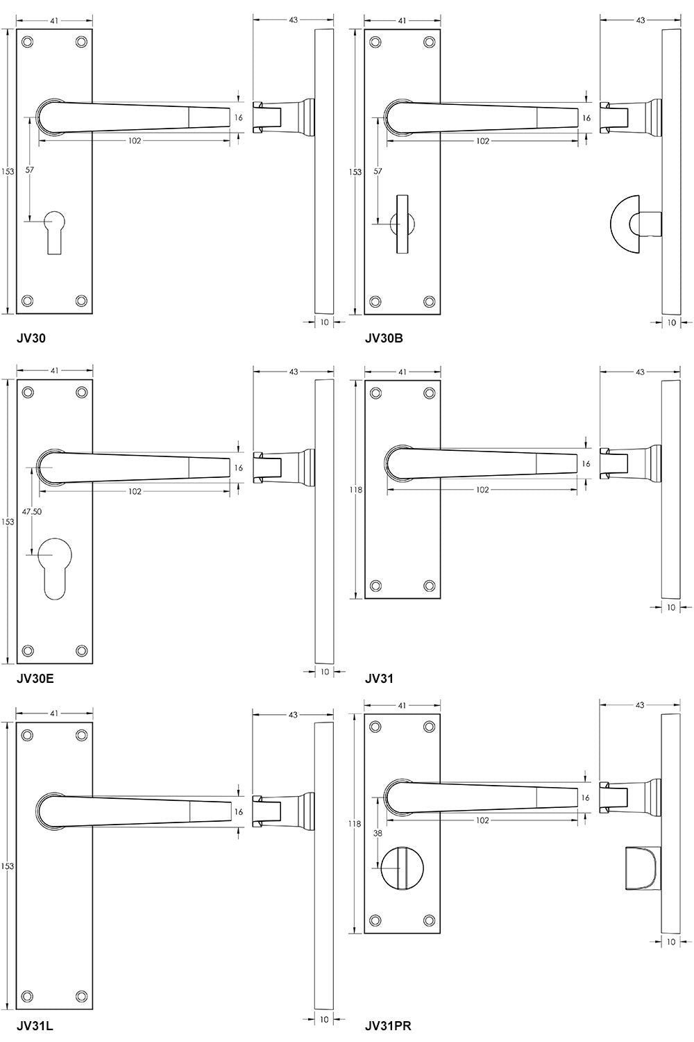 Victorian Straight Lever on Plate