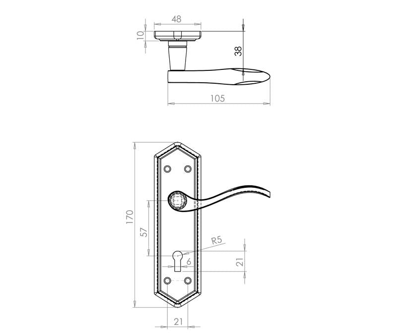 Antique Wentworth Suite Lever on Plate