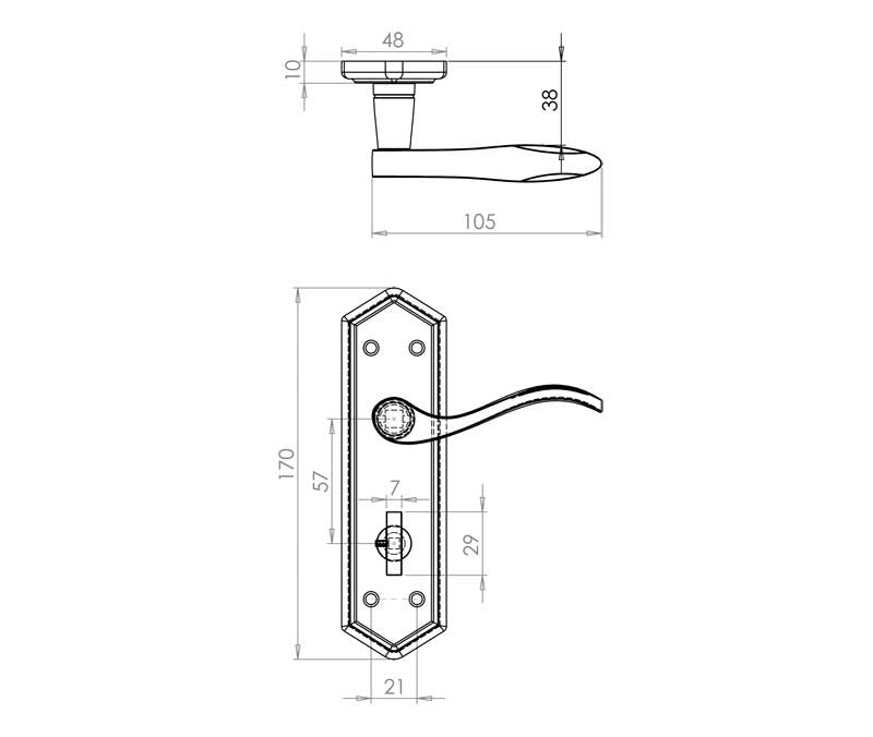 Antique Wentworth Suite Lever on Plate