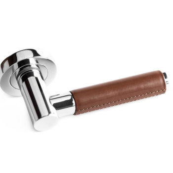 Natural Ascot Door Handles Brown Leather