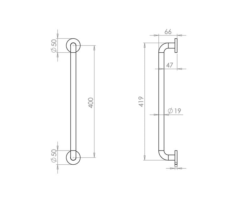 Aluminium 19mm D Shape Pull Handle Rose Fixing