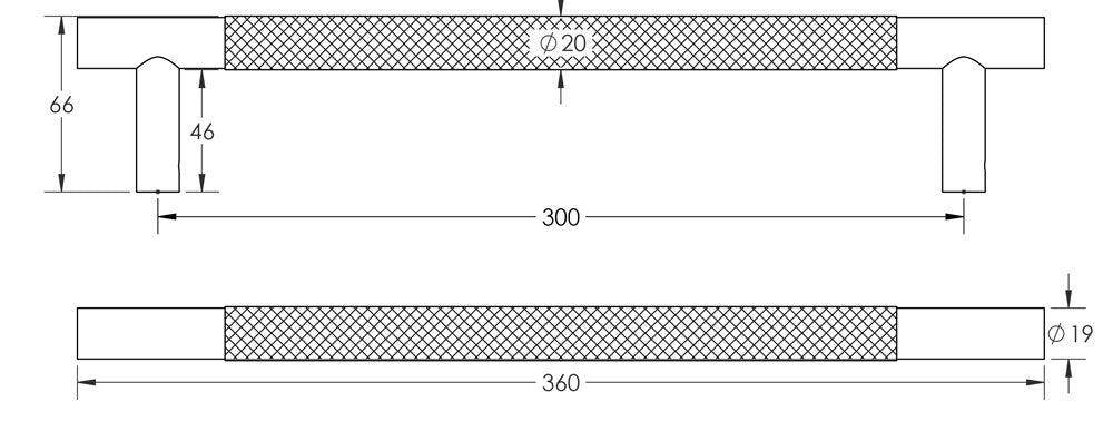 Bari Knurled Pull Handles - 300mm