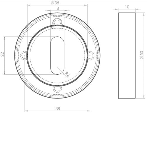 Dual Standard Keyway Escutcheons on 50mm Round Rose