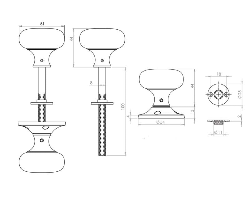 Mushroom Rim Door Knobs