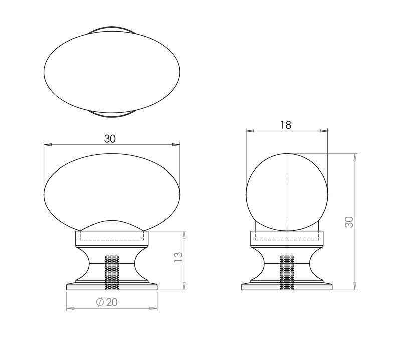 Oval Glass Cupboard Knobs