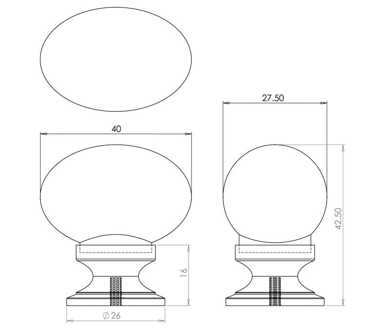 Oval Glass Cupboard Knobs