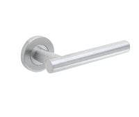 Atlanta Door Handles on Rose Grade 201 Satin Stainless Steel