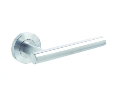 Atlanta Door Handles on Rose Grade 304 Satin Stainless Steel