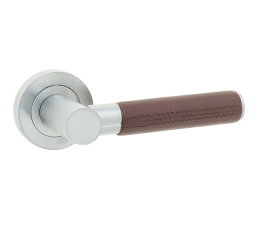 Natural Ascot Door Handles Brown Leather