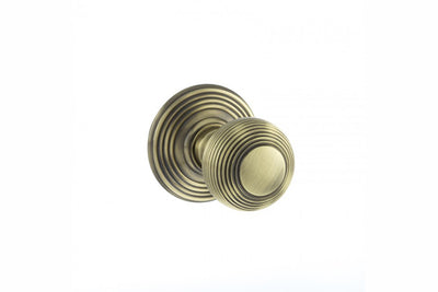 Old English Ripon Solid Brass Reeded Mortice Knob on Concealed Fix Rose