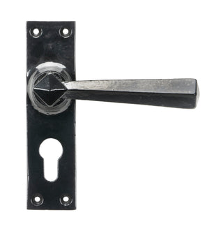 Black Straight Lever Euro Lock Set